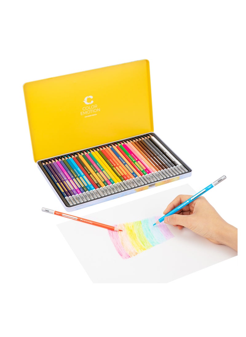 Deli Deli EC00235 COLOR EMOTION 36-Color Triangular Pencils – Pre-Sharpened 2.9mm Poplar Core, Premium Metal Storage Box – Art & School Supplies  - Image 5