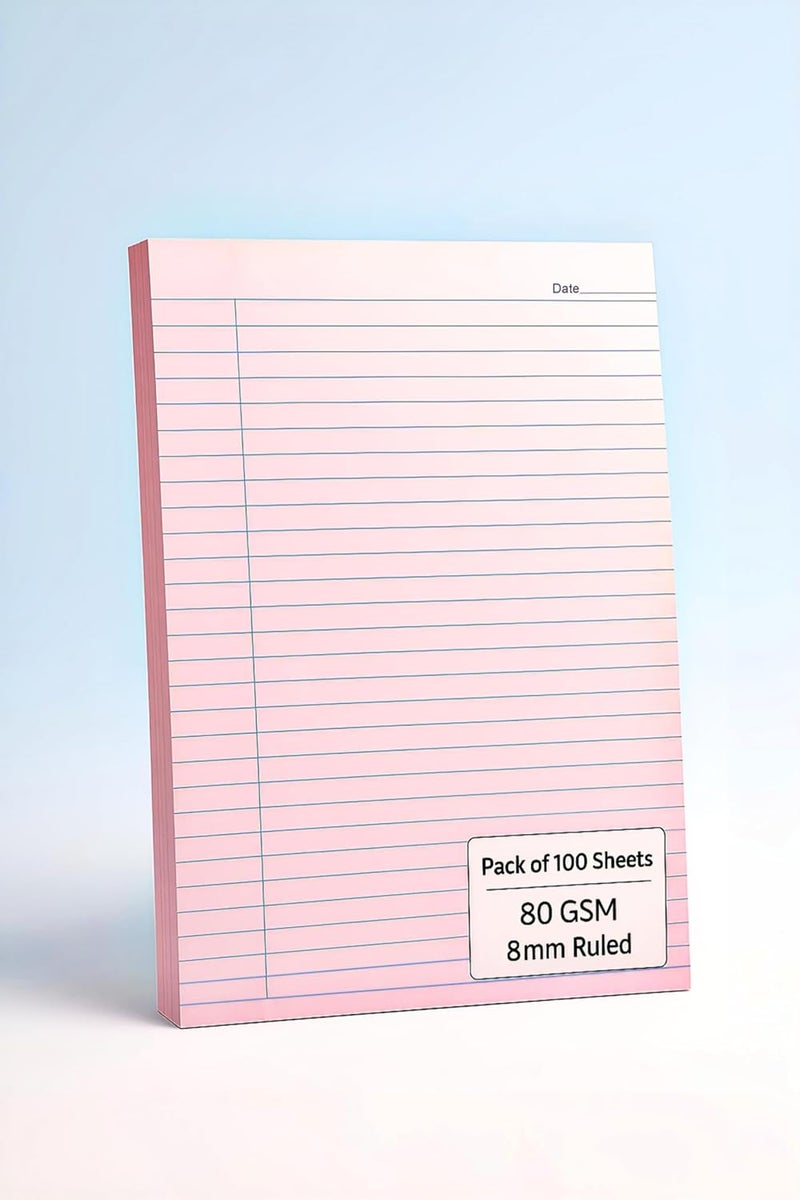 OPENFIRST ® A4 Rose Pink Ruled Assignment Sheets – 80 GSM Premium Ultra Smooth Paper | Single Side Ruled | Ideal for School, Office, Notes, Projects & more (Pack of 100) - Image 1