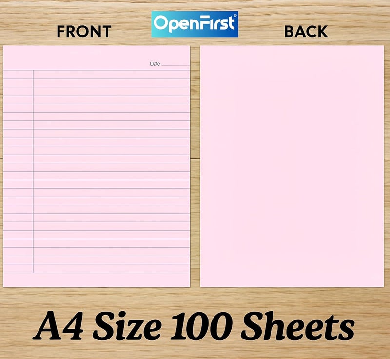 OPENFIRST ® A4 Rose Pink Ruled Assignment Sheets – 80 GSM Premium Ultra Smooth Paper | Single Side Ruled | Ideal for School, Office, Notes, Projects & more (Pack of 100) - Image 4