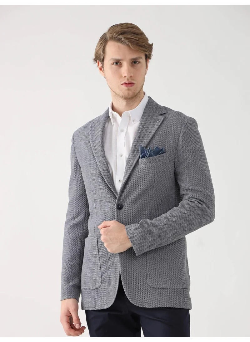 دوفي Gray Men's Slim Fit Mono Collar Jacket