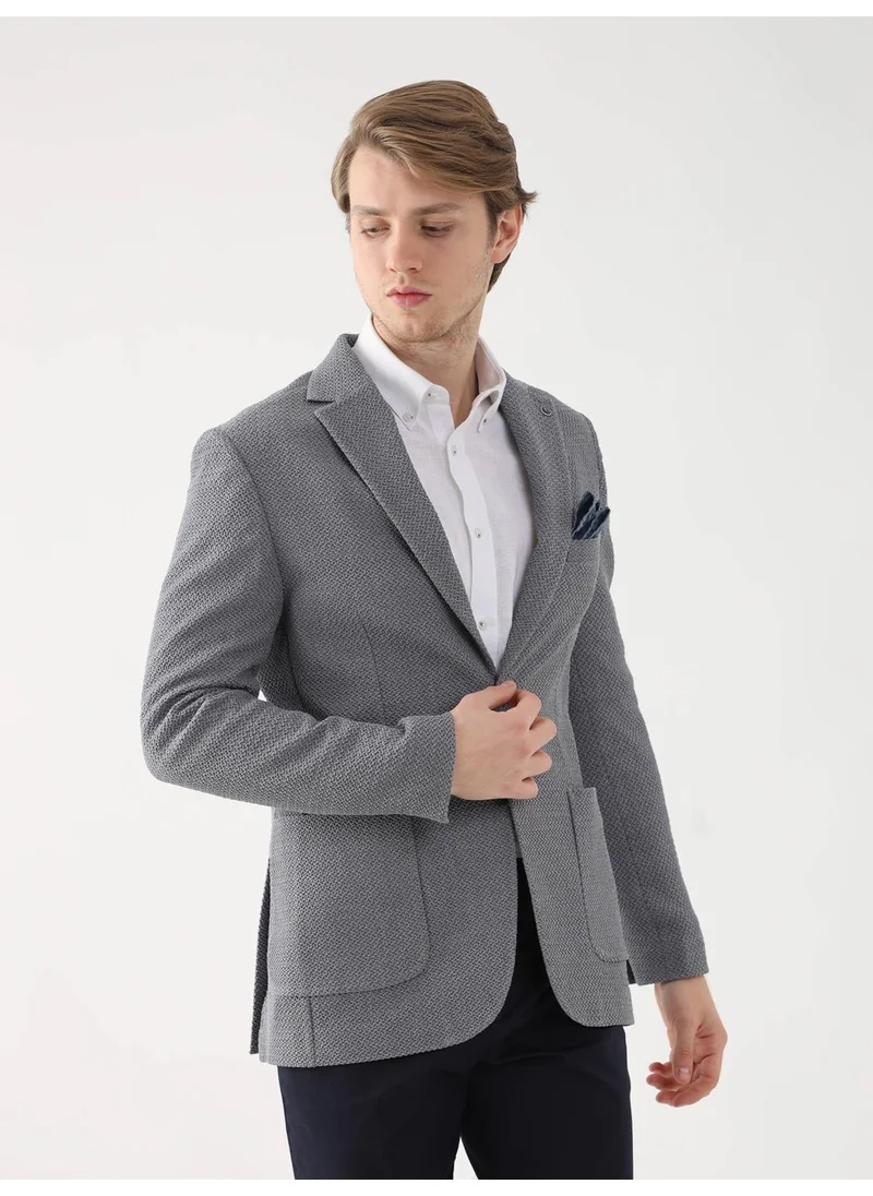 دوفي Gray Men's Slim Fit Mono Collar Jacket