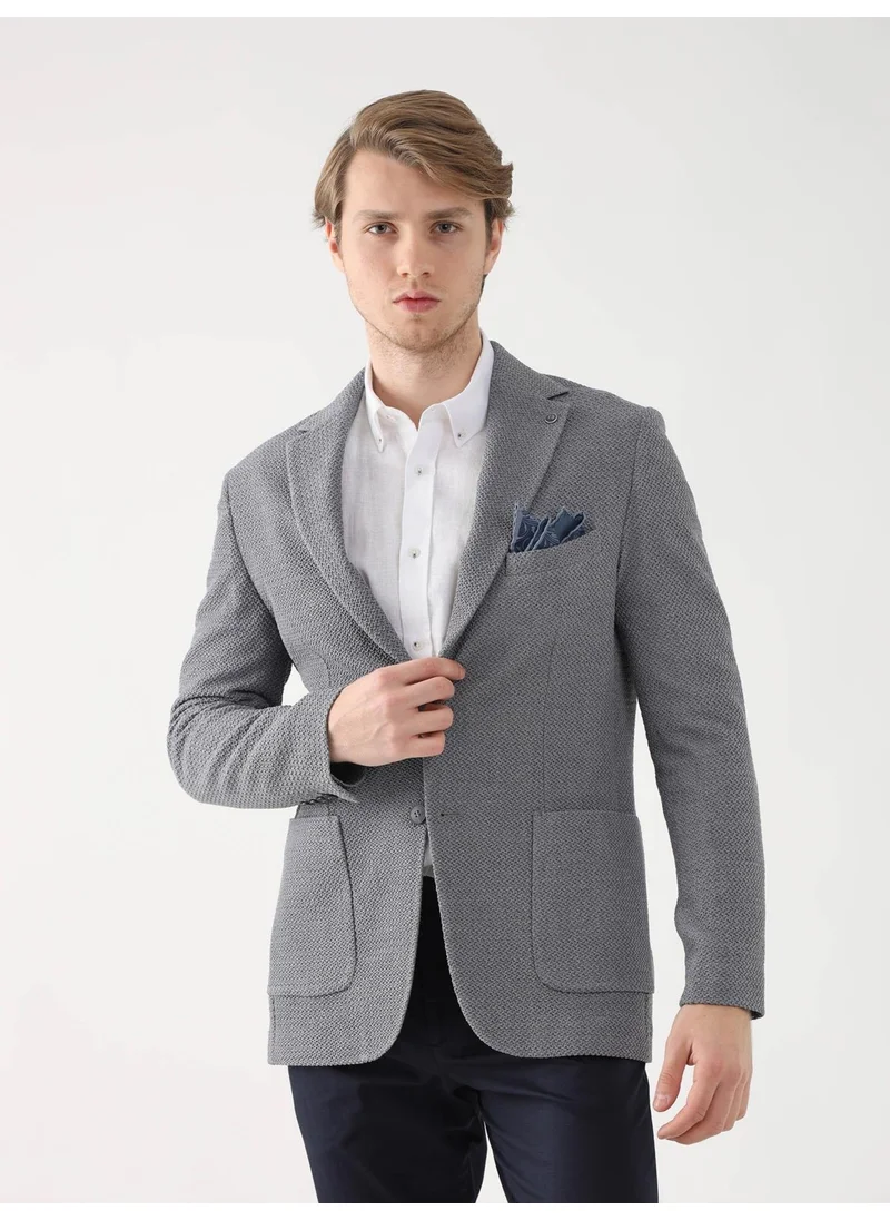 دوفي Gray Men's Slim Fit Mono Collar Jacket