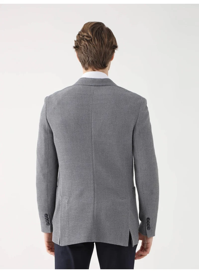 دوفي Gray Men's Slim Fit Mono Collar Jacket