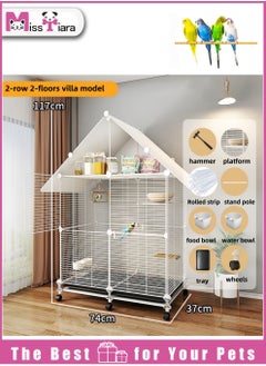 MissTiara Large Bird Cage, For Parakeets, Parrotlets, Cockatiels, Budgie Finch Lovebird Canary Pet Bird Accessories included Large space multiple birds fly freely with Storage design 74*37*117cm  - Image 1