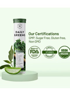 WELLBEING NUTRITION Pack of 6 Daily Greens Wholefood Multivitamin with Vitamin C, Zinc, B6, B12  Certified Plant 15 Effervescent Tab  - Image 2