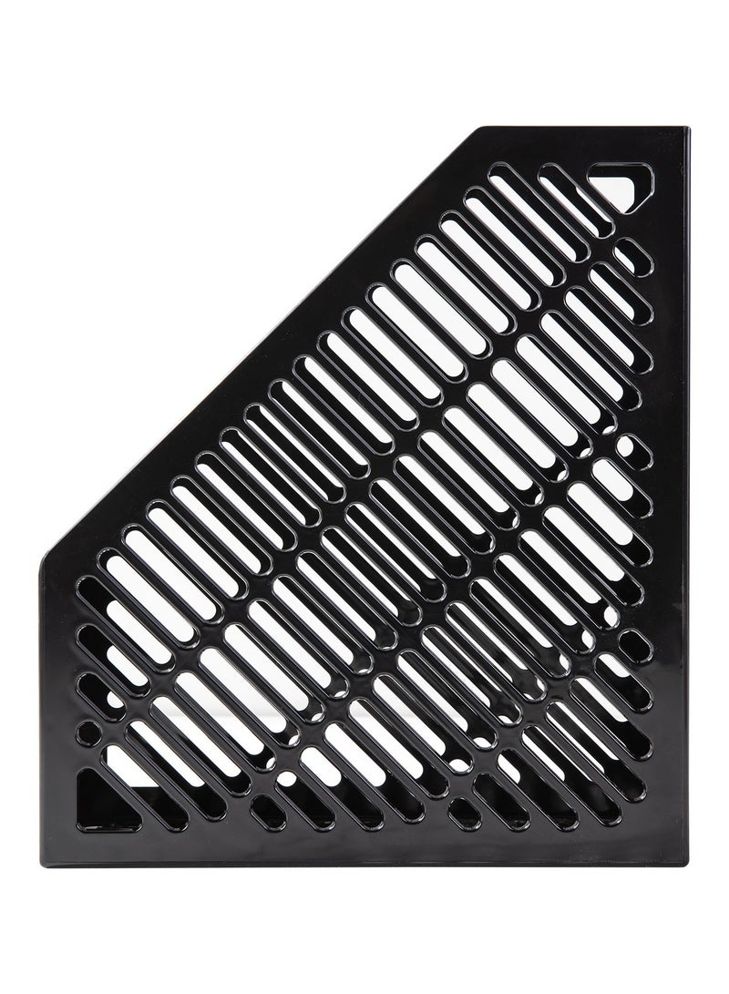 Deli حامل مجلات بلاستيكي قطعة واحدة باللون الأسود - Image 2