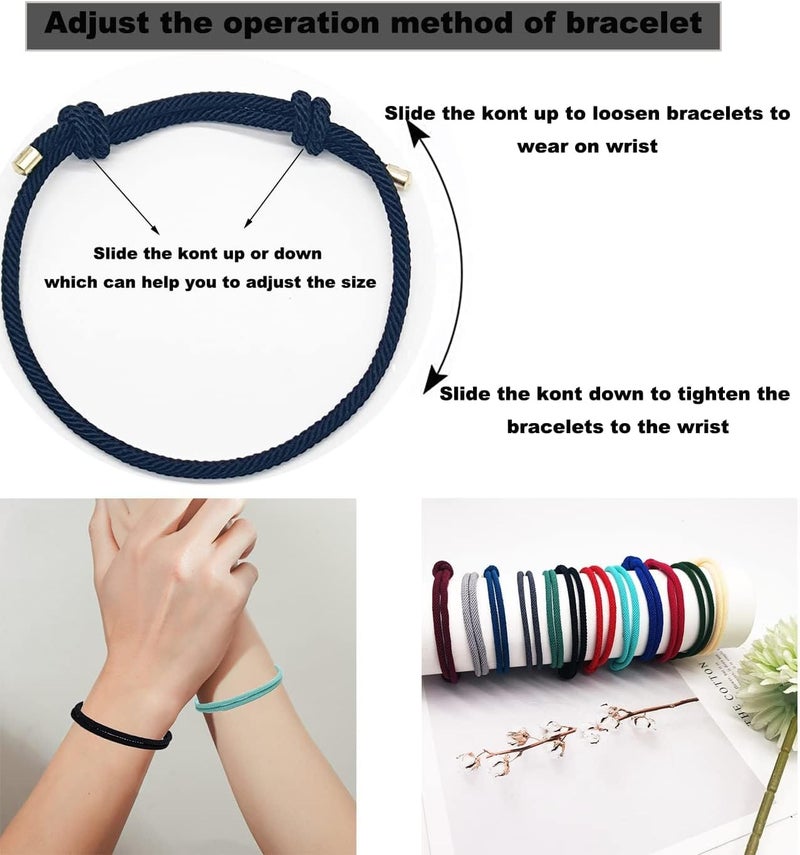 Excefore Nautical Braided Handmade Rope String, 12 Pcs Adjustable Braided Friendship Bracelets, Boho Braid Rope Surfer Jewelry, for Men Women Unisex bracelets - Image 4