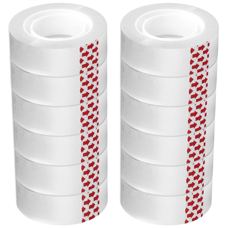 PCKPGON Transparent Tape Refills, 12 Rolls, 3/4 x 1000 Inches, 1 inch Core, Clear Desk Refillable Tape Dispenser Refill Rolls, Glossy Gift Wrapping Tape, Engineered for Home Office School Use - Image 1