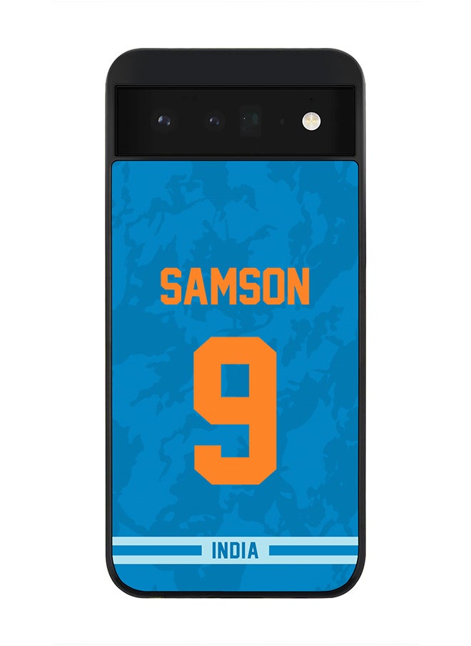 Stylizedd - Rugged Black Edge Case for Google Pixel 6 5G, Slim fit Soft Case Flexible Rubber Edges Thin Cover - Player Name - Sanju Samson, Jersey Number- 9 - Image 1