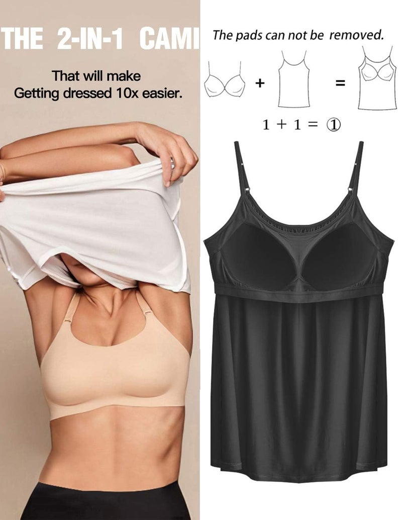 ANYFITTING Camisoles for Women with Built in Bra Adjustable Strap Tank Tops Cami Sleeveless Summer Tops for Workout Sleeping Traveling - Image 2
