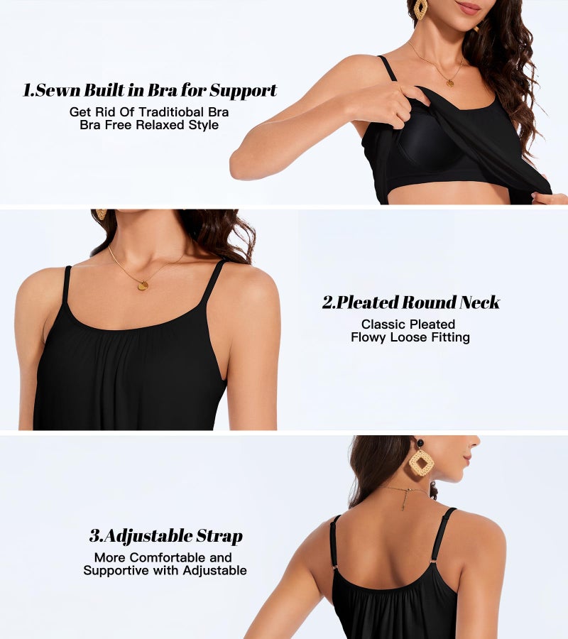 ANYFITTING Camisoles for Women with Built in Bra Adjustable Strap Tank Tops Cami Sleeveless Summer Tops for Workout Sleeping Traveling - Image 4