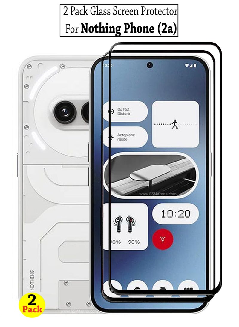 2 Pack Screen Protector for Nothing Phone (2a) | Tempered Glass Available in Combo Pack Compatible with Nothing Phone (2a) | Screen Protector Full HD Quality Tempered Glass Anti-Scratch Edge to Edge Coverage with Easy Installation Kit - Black - Image 1