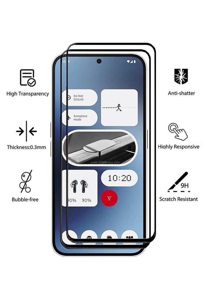 2 Pack Screen Protector for Nothing Phone (2a) | Tempered Glass Available in Combo Pack Compatible with Nothing Phone (2a) | Screen Protector Full HD Quality Tempered Glass Anti-Scratch Edge to Edge Coverage with Easy Installation Kit - Black - Image 2