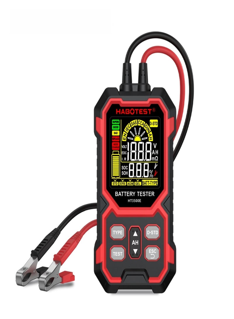 هابوتيست جهاز اختبار بطارية السيارة الكهربائية HABOTEST HT3500E 0-24 فولت قياسي EFB AGM GEL، جهاز اختبار المقاومة الداخلية لبطارية السيارة - Image 1