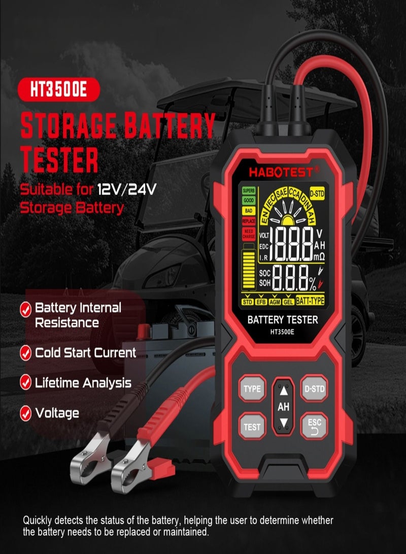 هابوتيست جهاز اختبار بطارية السيارة الكهربائية HABOTEST HT3500E 0-24 فولت قياسي EFB AGM GEL، جهاز اختبار المقاومة الداخلية لبطارية السيارة - Image 5