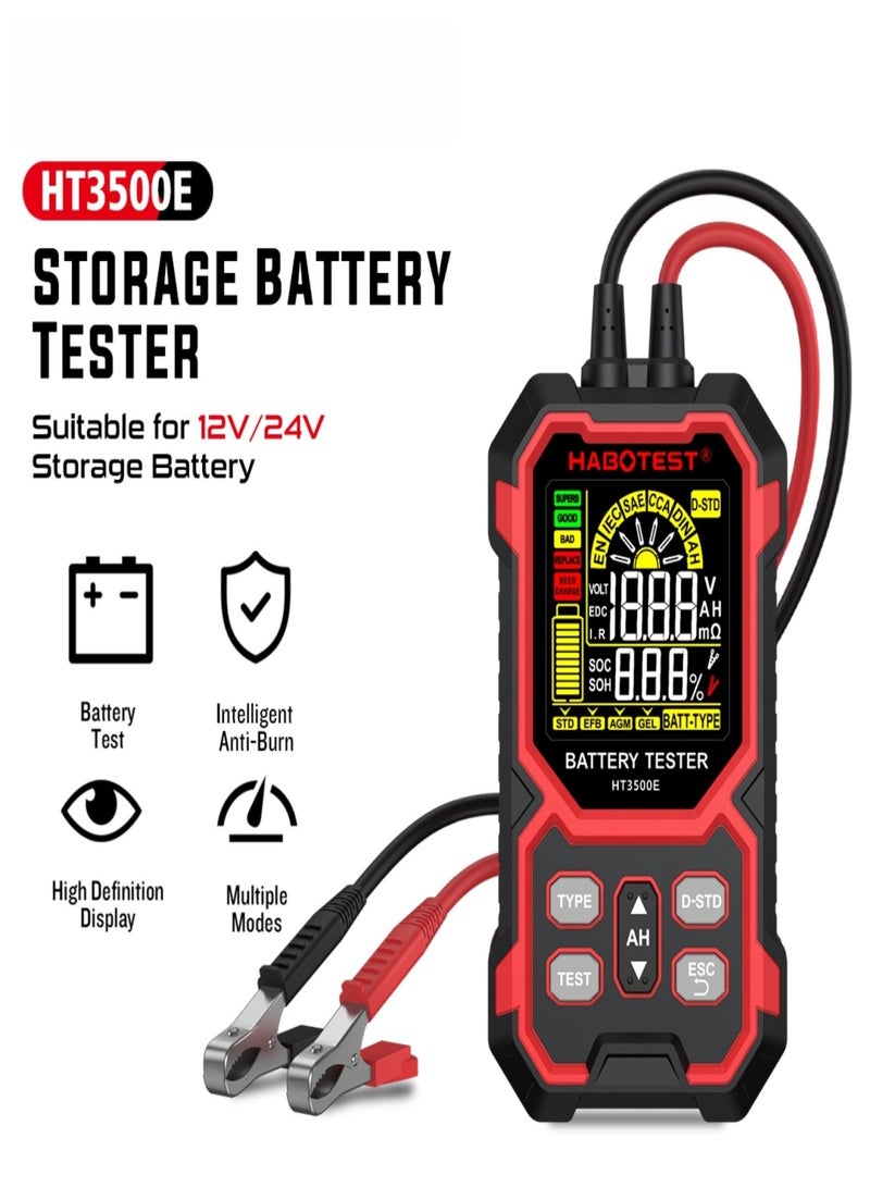 هابوتيست جهاز اختبار بطارية السيارة الكهربائية HABOTEST HT3500E 0-24 فولت قياسي EFB AGM GEL، جهاز اختبار المقاومة الداخلية لبطارية السيارة - Image 2