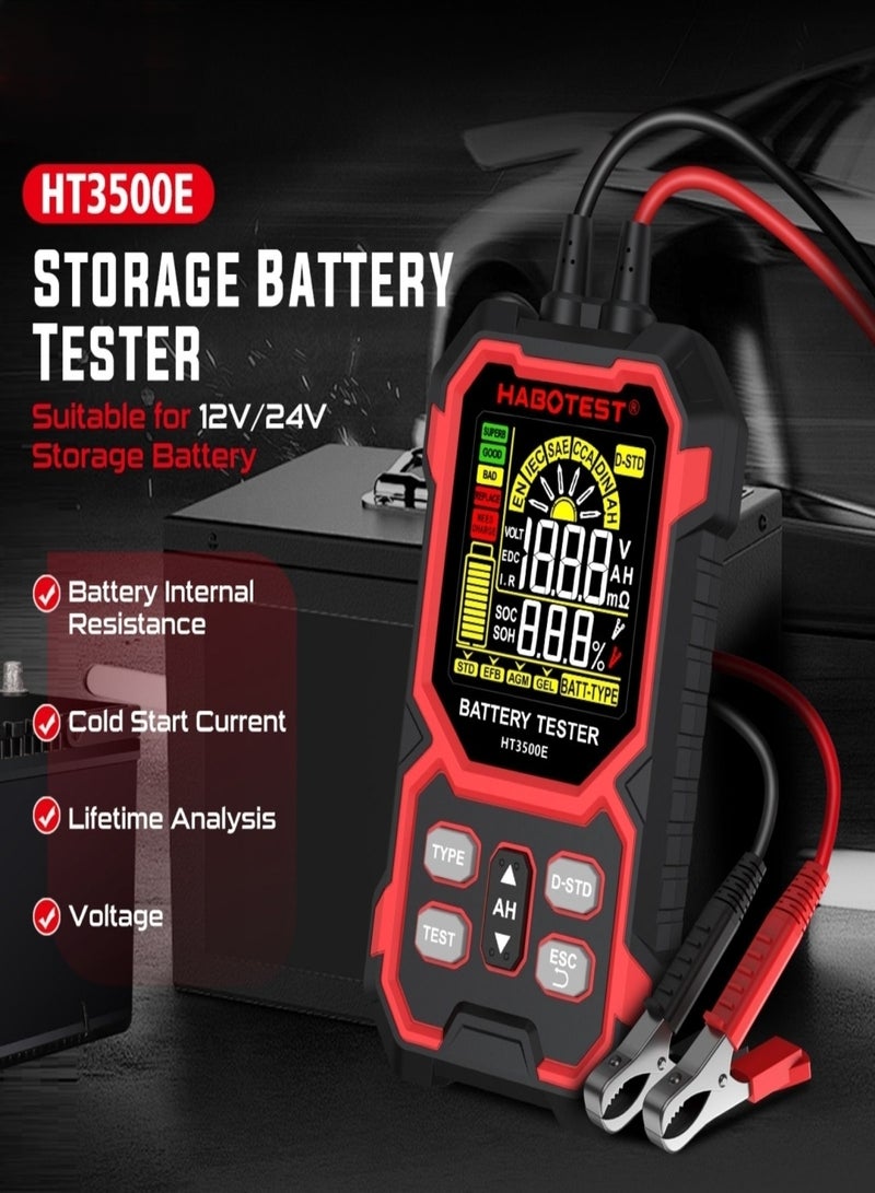 هابوتيست جهاز اختبار بطارية السيارة الكهربائية HABOTEST HT3500E 0-24 فولت قياسي EFB AGM GEL، جهاز اختبار المقاومة الداخلية لبطارية السيارة - Image 3