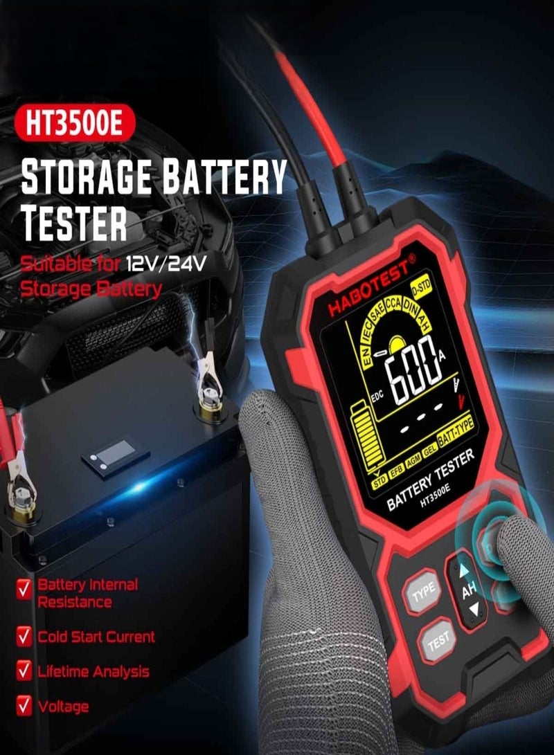 هابوتيست جهاز اختبار بطارية السيارة الكهربائية HABOTEST HT3500E 0-24 فولت قياسي EFB AGM GEL، جهاز اختبار المقاومة الداخلية لبطارية السيارة - Image 4