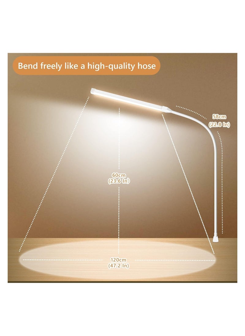 Arabest LED Desk lamp with Clamp, Eye-Caring Clip on Lights for Home Office, 3 Modes 10 Brightness, Long Flexible Gooseneck,Metal, Swing Arm Architect Task Table Lamps (White)  - Image 3