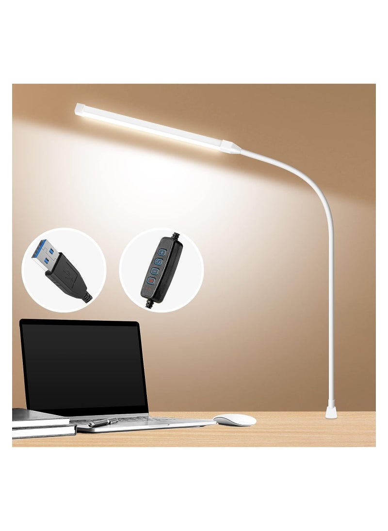 Arabest LED Desk lamp with Clamp, Eye-Caring Clip on Lights for Home Office, 3 Modes 10 Brightness, Long Flexible Gooseneck,Metal, Swing Arm Architect Task Table Lamps (White)  - Image 1