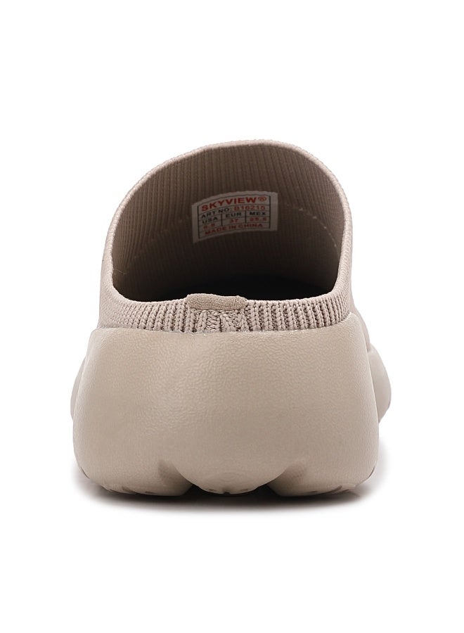 Sky View Mules for Women Slip on Shoes Knit Flats Lightweight Breathable Comfortable Walking Shoes - Image 3