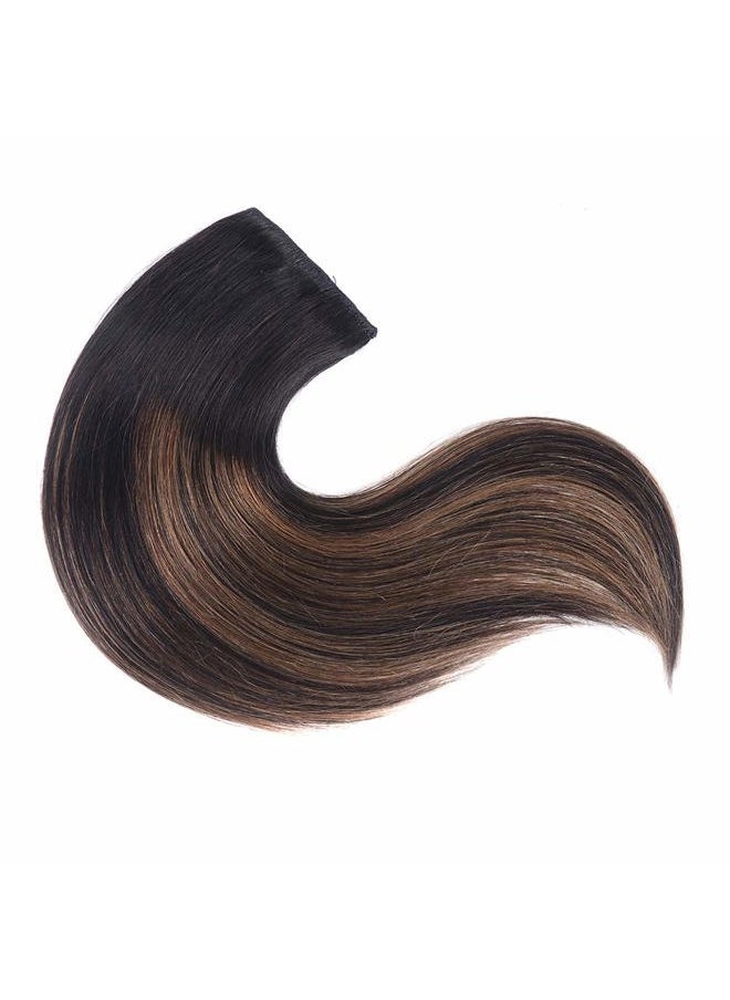 Winsky - 12" Clip in Hair Extensions Remy Human Hair for Women - Silky Straight Black Balayage Clip on Real Hair Extensions 50grams 4pieces(12inches, 1BT6P1B) - Image 1