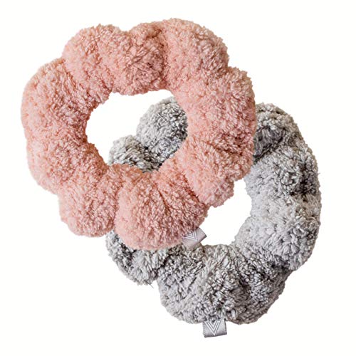 VOLO Hair Drying Scrunchie | Hair Scrunchies for Women | Ultra Soft, Thick, Anti Frizz, Breakage Free, Absorbent, & Gentle Ties that Decrease Dry Time | Microfiber | Luna Gray & Cloud Pink 2PK - Image 1