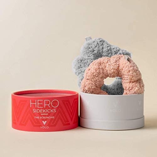 VOLO Hair Drying Scrunchie | Hair Scrunchies for Women | Ultra Soft, Thick, Anti Frizz, Breakage Free, Absorbent, & Gentle Ties that Decrease Dry Time | Microfiber | Luna Gray & Cloud Pink 2PK - Image 3