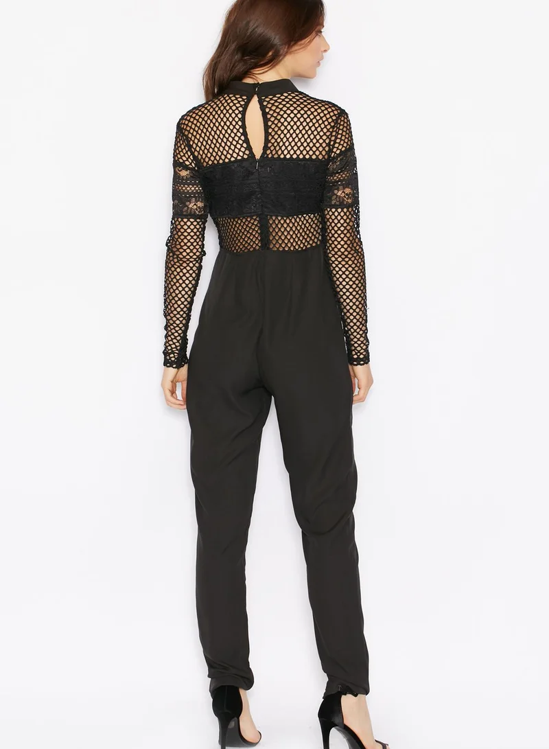 GLAMOROUS Mesh Detail Jumpsuit