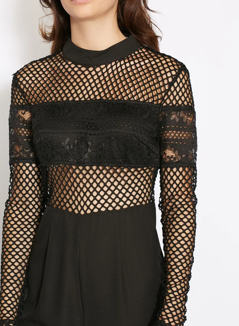 GLAMOROUS Mesh Detail Jumpsuit
