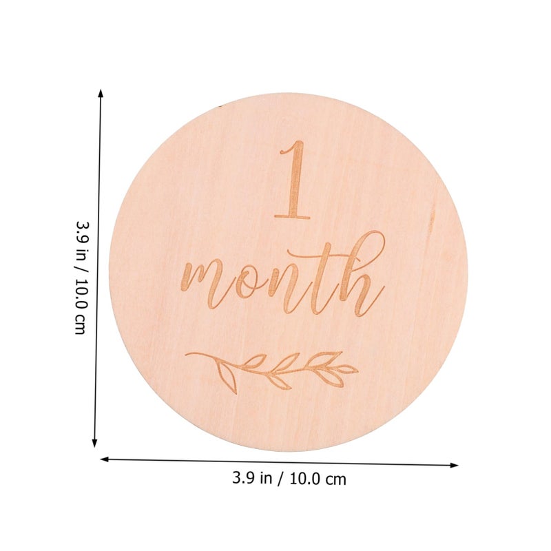 13Pcs Wooden Monthly Growth Cards For Newborn Photography Props Milestone Commemorative - Image 4