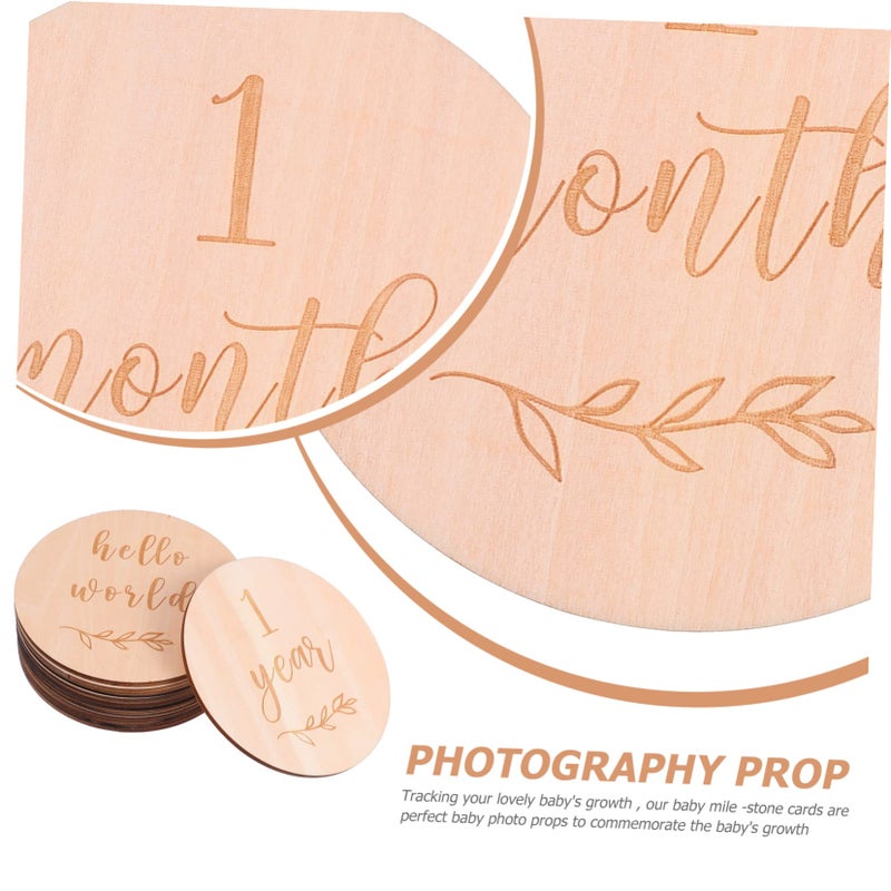 13Pcs Wooden Monthly Growth Cards For Newborn Photography Props Milestone Commemorative - Image 5