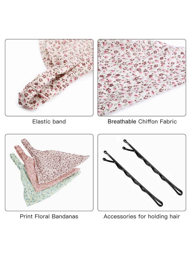 Tobeffect Obeffect 8 Pack Hair Scarves Headband Elastic Boho Bandanas Scarf Floral Chiffon Head Kerchief With Hair Pins For Women Girls Farmhouse Hair Accessories  - Image 4