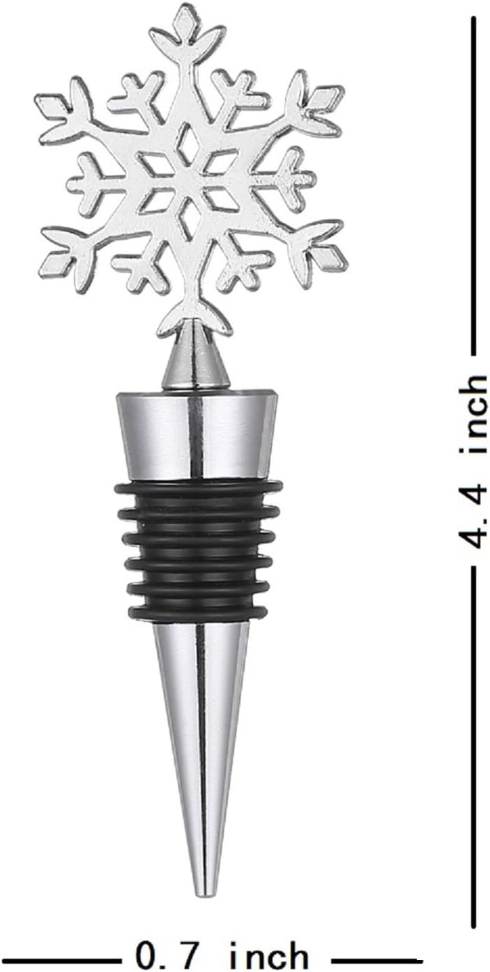 WENFOME Snowflake Wine Bottle Stopper for Christmas Decorative, Unique Alloy Wine Stoppers, Winter Decor Holiday Wedding Christmas Party Supplies, Wine Accessories Gift for Hostess - Wine Bottle Corkers - Image 2