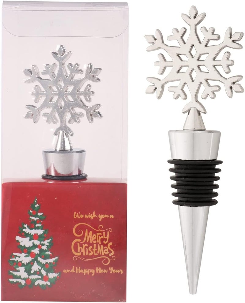 WENFOME Snowflake Wine Bottle Stopper for Christmas Decorative, Unique Alloy Wine Stoppers, Winter Decor Holiday Wedding Christmas Party Supplies, Wine Accessories Gift for Hostess - Wine Bottle Corkers - Image 1