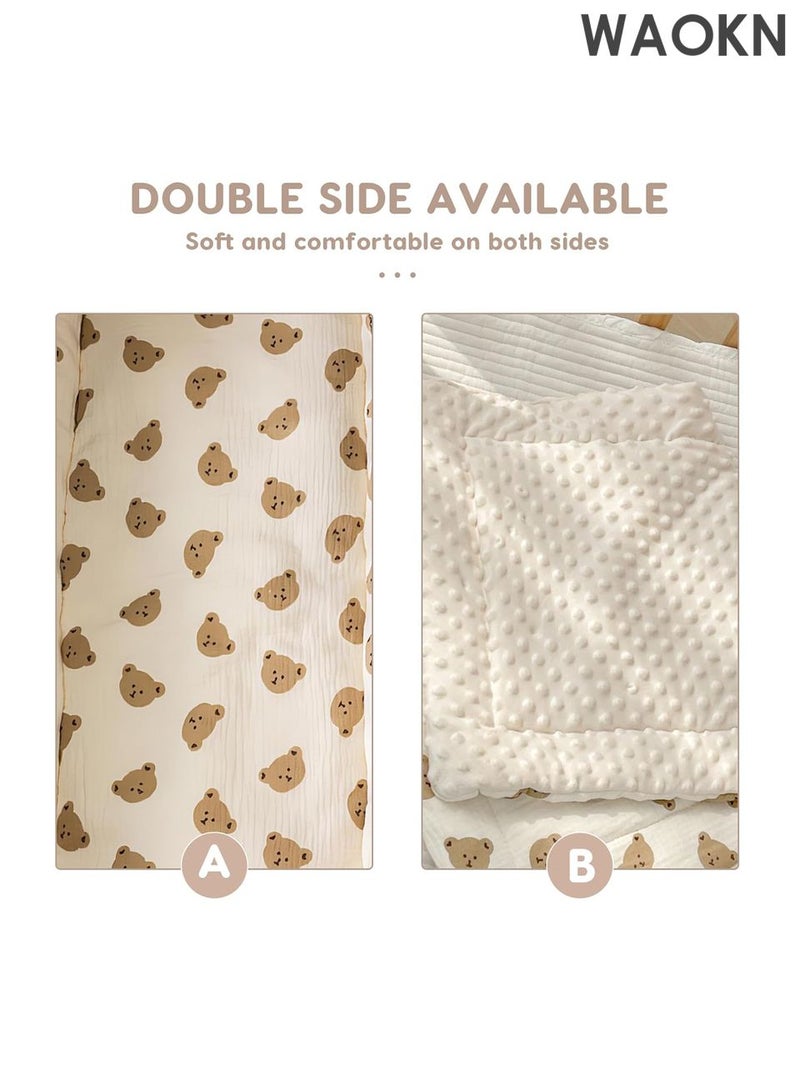 WAOKN Universal Warm Baby Stroller Seat Liner - Soft Thick Pushchair Cushion Pad Insert for Pram, Buggy & High Chair - Cozy Fleece Winter Seat Cover with Non-Slip Backing - Machine Washable (Star Bear Design, ) - Image 1