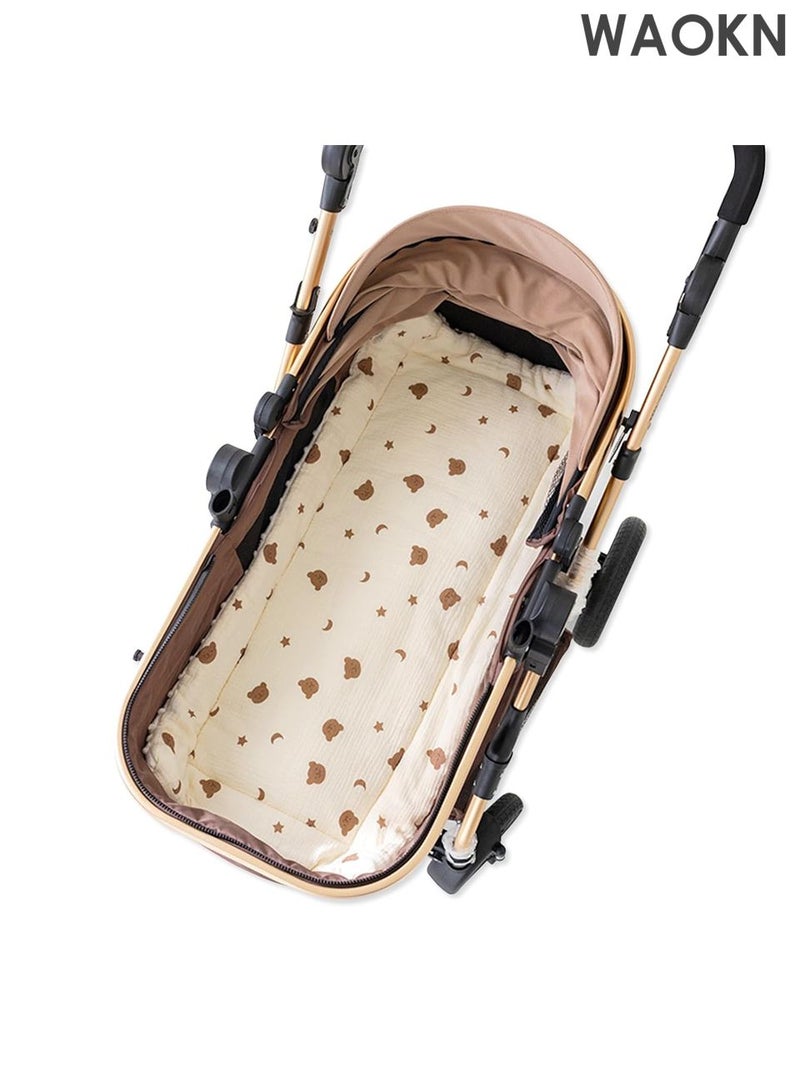 WAOKN Universal Warm Baby Stroller Seat Liner - Soft Thick Pushchair Cushion Pad Insert for Pram, Buggy & High Chair - Cozy Fleece Winter Seat Cover with Non-Slip Backing - Machine Washable (Star Bear Design, ) - Image 4