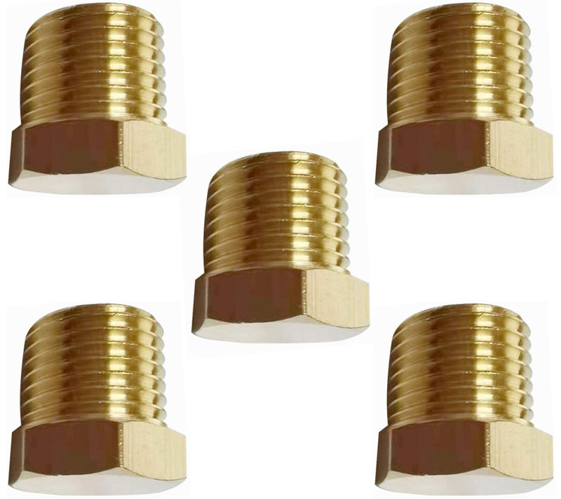YOUHO 1/8 Npt Adapter for Pipe Fittings, Brass Pipe Fitting 1/8" Hex Head Plug with Thread (5 Packs) - Image 1