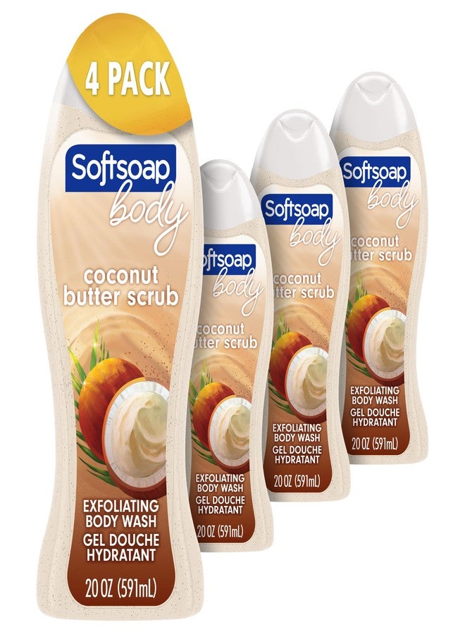 Softsoap Body Wash, Coconut Butter Scrub , Exfoliating Body Wash, 20 Ounce, 4 Pack - Image 1