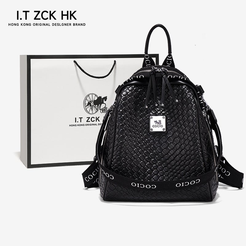 Diamond Backpack Women'S Genuine Leather Backpack Easiest For Match Large Capacity High-End Handbag Fashionable - Image 1
