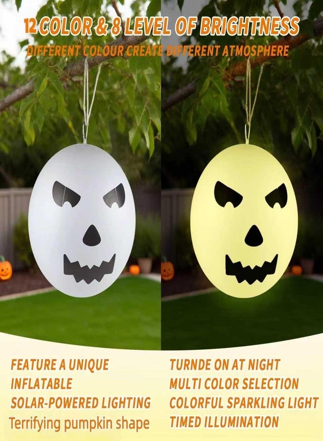 اكوبيرلا أضواء بالون اليقطين الشمسية للهالوين، أضواء يقطين شمسية كبيرة الحجم للاستخدام الخارجي، أضواء LED مقاومة للماء لتزيين الحدائق الخارجية والفناء والممرات، ديكور برتقالي للهالوين - Image 4