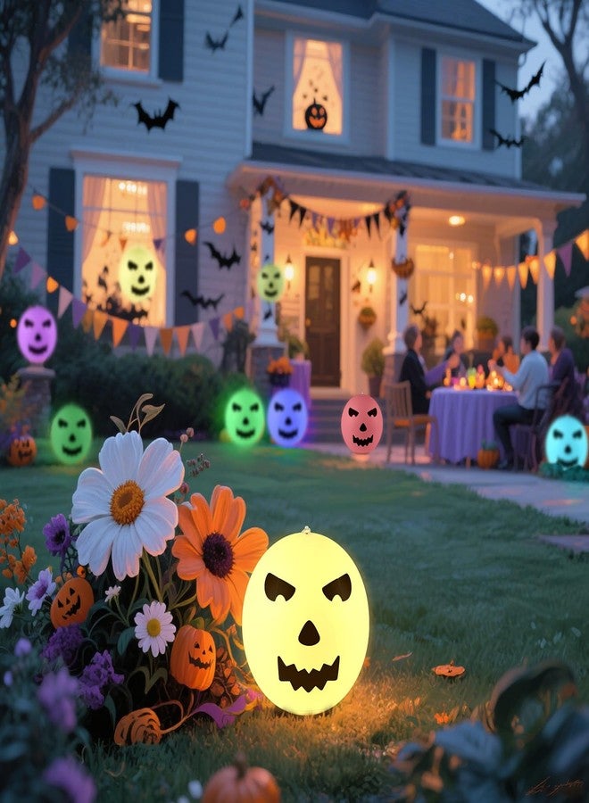 اكوبيرلا أضواء بالون اليقطين الشمسية للهالوين، أضواء يقطين شمسية كبيرة الحجم للاستخدام الخارجي، أضواء LED مقاومة للماء لتزيين الحدائق الخارجية والفناء والممرات، ديكور برتقالي للهالوين - Image 1