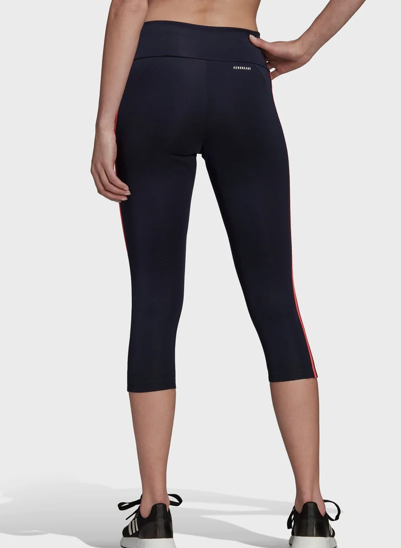 Adidas High-Rise 3-Stripes 3/4 Sport Tights
