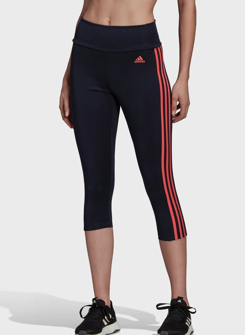 Adidas High-Rise 3-Stripes 3/4 Sport Tights