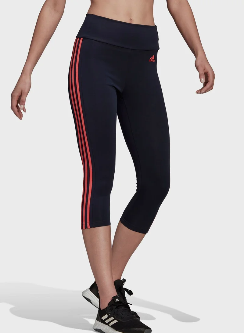 Adidas High-Rise 3-Stripes 3/4 Sport Tights