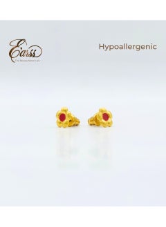 Small Daisy with Red Epoxy Gold Earring | Staunless Steel | 18K Gold Plated - pzsku/Z4A815788FD55013E257EZ/45/_/1738583106/a57fcc9d-dc5a-487b-8094-848315813968