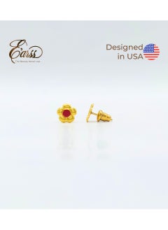 Small Daisy with Red Epoxy Gold Earring | Staunless Steel | 18K Gold Plated - pzsku/Z4A815788FD55013E257EZ/45/_/1738583118/02523079-18d3-4dda-b44a-b9a3e9b474a3