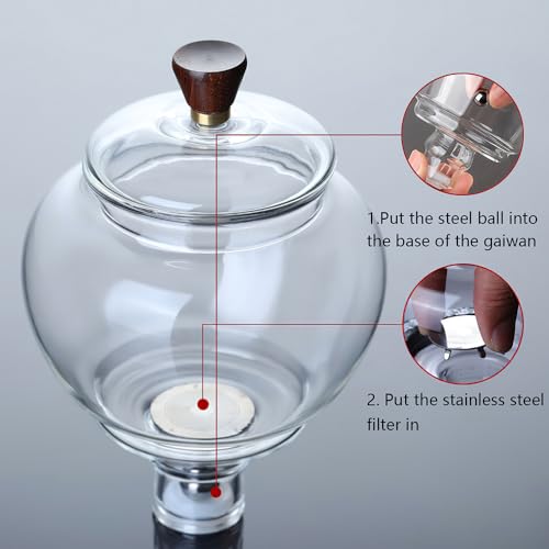 CUNHUY Lazy Kungfu Drip TeaPot, Heat Resistant Tea Set, Semi-Automatic Glass Teapot Suit for Magnetic Water Flow Wooden Glass Teapot Set - Image 4