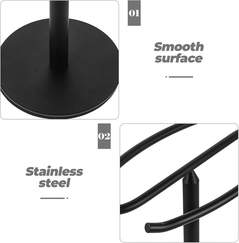 Black Stainless Steel Hand Towel Holder Stand, Countertop Towel Rack for Bathroom and Kitchen, Sturdy Bathroom Accessories - Image 3