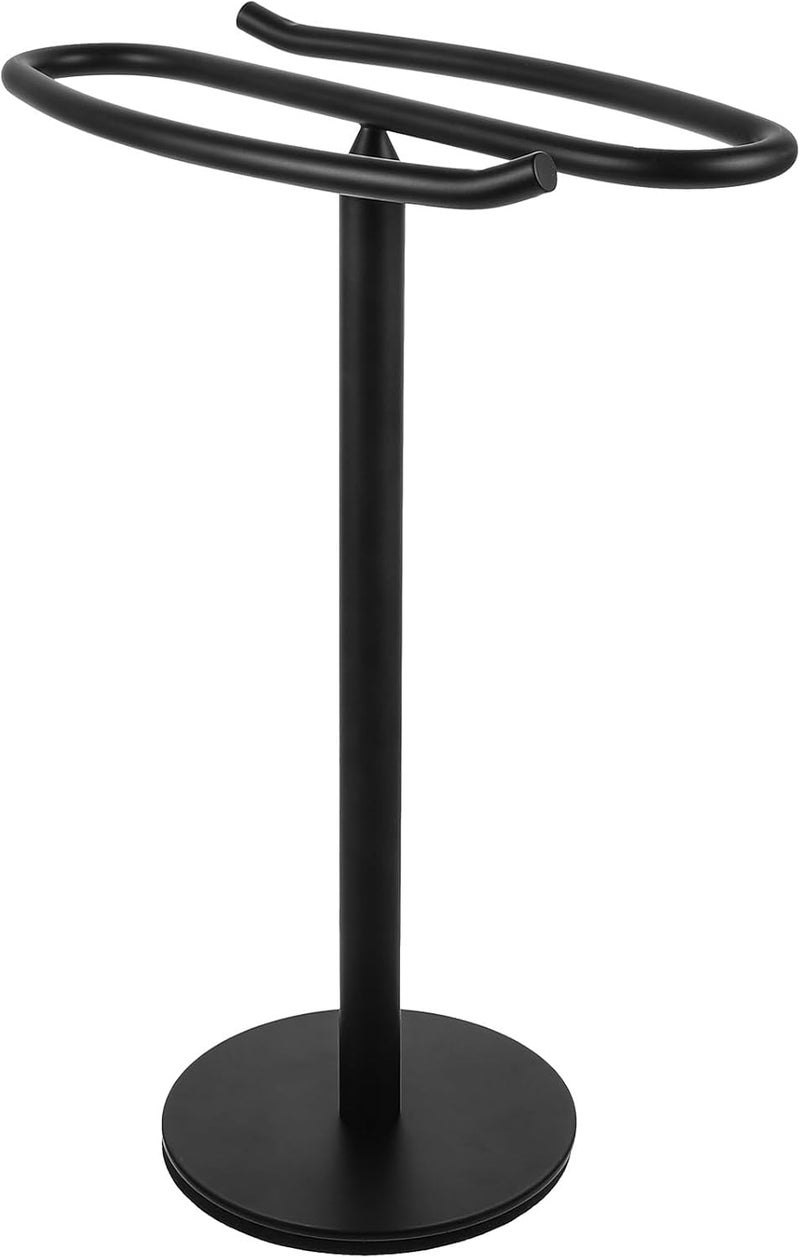 Black Stainless Steel Hand Towel Holder Stand, Countertop Towel Rack for Bathroom and Kitchen, Sturdy Bathroom Accessories - Image 1